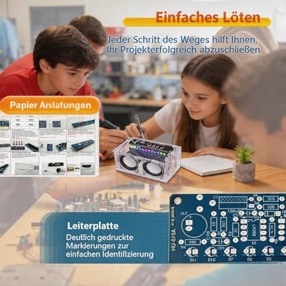 DIY Stereo Speaker Soldering Practice kit- BT,USB Player &FM Receiver- Complete Soldering Project kit with Components, PCB & Enclosure, Perfect for Electronics Enthusiasts & Beginners