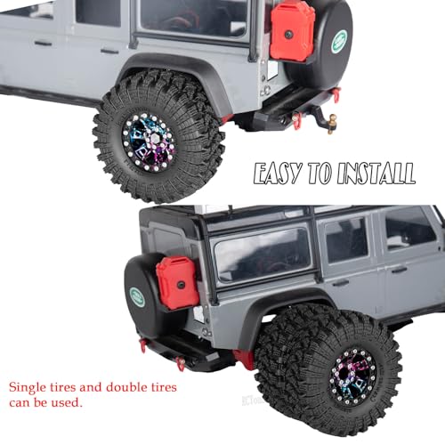 RC 1.3" Beadlock Tires Wheels for 1/18 1/24 Trx4m SCX24 FCX24 Ascent-18 RC Crawler Car,4pcs 1.3 Inch Wheel Rim Soft Rubber Tires,Colorful - color: Colorful-(1.3" Beadlock Tires）