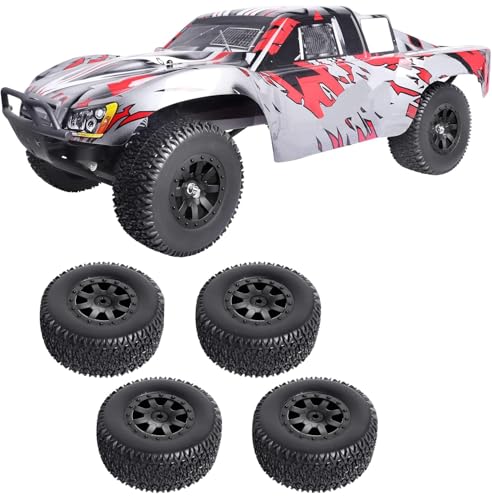 1/10 Short Course Truck Tires and Wheels for Traxxas Slash 4X4 BL-2S HSP Tamiya HPI Kyosho Losi Redcat Racing RC Model Car, Set of 4 (Style B) - style: Style B