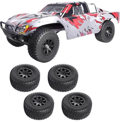 1/10 Short Course Truck Tires and Wheels for Traxxas Slash 4X4 BL-2S HSP Tamiya HPI Kyosho Losi Redcat Racing RC Model Car, Set of 4 (Style B) - style: Style B