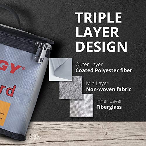Tenergy Fire Retardant Lipo Zipper Bag for Charging and Storing Lipo Battery Packs, 8.5 x 6.5 x 5.7inch (Pack of 2) - size: 1x Large 8.5x6.5x5.7in (Pack of 2)