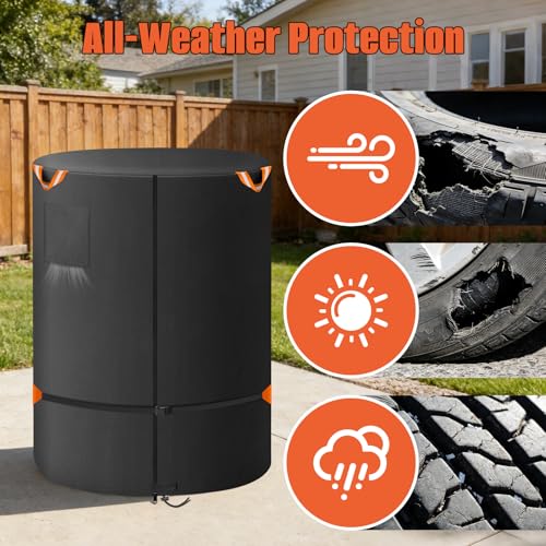 Tire Cover Diameter 33" Lx47 H, Waterproof 600D Oxford Outdoor Tire Storage | Spare Tire Wheel Cover,Universal Truck Camper Tough Spare Tire Bag with Waterproof Zipper, Reflective Handles