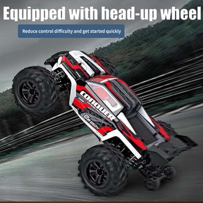 1:16 Fast RC Cars, 50km/h Carbon Brush Motor High Speed RC Car for Adults, 4WD Waterproof Monster Truck, 2.4GHz All Terrain Off-Road, 3 Batteries, Red - color: 16102,3 Batteries,red