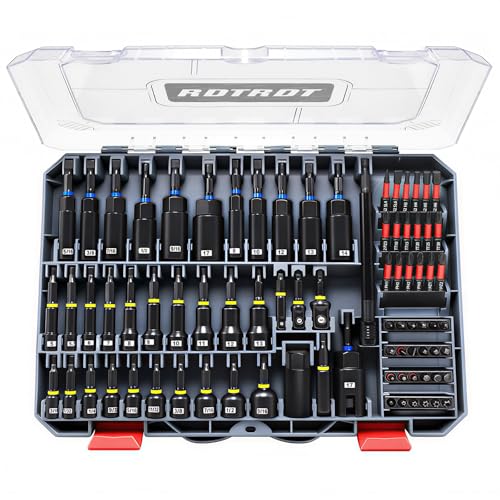 80-Piece Magnetic Impact Nut Driver Set, SAE/Metric Nut Driver Set, Socket Adapters, Wing Nut Driver, Bit Holder, Universal Sockets, Quick Release Extension, Power Bits, 1/4'' Quick Change - size: 80-Piece Magnetic Impact Nut Driver Set