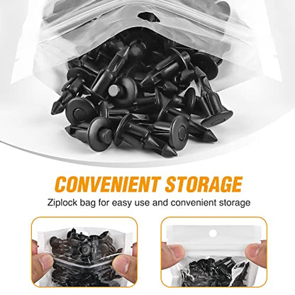 GOOACC 50pcs M6 Fender Clip Retainer Bumper Nylon Push Rivet Pins Bolt Motorcycle Hardware (2005-6SRIV) for Honda Kawasaki Suzuki GSX-R Yamaha YZF R1 R6 ATV Moto Car - color: 50pcs M6 Fender Clip