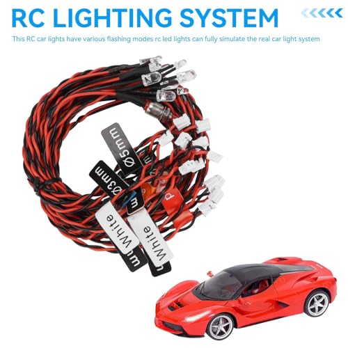 12 RC Car Headlights Taillight Flashing Light System Smart Simulation RC Truck Led Lights Lamp Kit for Tamiya/HSP CC01 1/10 1/8 Cars, Crawler, Off-Road, Sport Racing, Steering, Brake