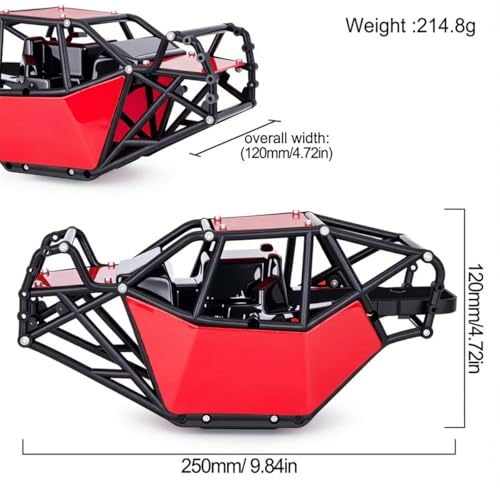 AMK RC Crawler Roll Cage, 1/10 Scale Nylon Rock Buggy Body Cage for Axial SCX10 SCX10 II, Durable RC Rock Crawler Upgrade Part (Red) - color: Red