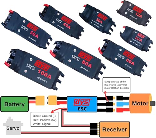 DYS 60A 2-6S Brushless ESC with 5V/6A SBEC with XT60 & 3.5mm Plug for RC Fixed-Wing Aircraft Helicopter - color: Dys-60a-esc