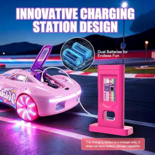 Gesture Sensing RC Stunt Car, 2.4GHz 4WD Remote Control Car for Girls 4-12 | 50 Min Play Dual Batteries, Mist Spray, LED Light Wheels & 360° Spin, Hobby Toy Birthday Gift for Kids Girls Ages 6 7 8, Pink - color: 2-pink