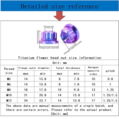 GR5 Titanium Alloy Fancy Nuts - Engraving & Milling Flower Head Screw Nuts (4pcs, M5, M6, M8, M10, M12; Blue, Purple; M8x1.25=4pcs) - color: blue purple, size: M8x1.25=4pcs