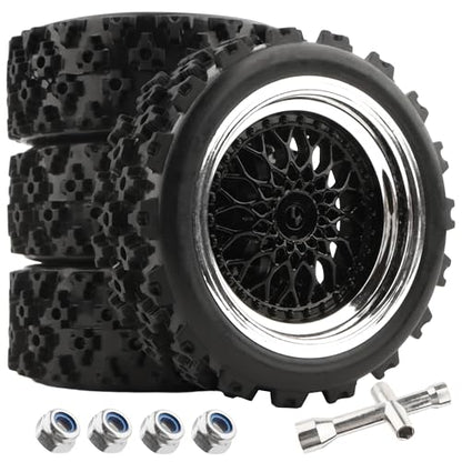 1/10 Scale On Road Rubber RC Tires Wheel Rims 12mm Hex Compatible with Tamiya TT01 TT02 XV01 Traxxas 4 Tec 2.0 Kyosho WR8 Sakura D3 WLtoys 144001 HPI Touring Racing Car