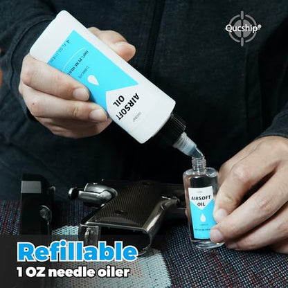 100% Silicone Airsoft Gun Oil & Air Chamber Lube, 4 oz + 1 oz Oiler Kit | CO2 & Airgun Care, Low-Viscosity Fast-Spreading Formula, Protects O-Rings & Seals, for PCP, Spring-Piston, Valves & Nozzles - size: 4+1oz
