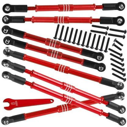 Aluminum Turnbuckles Camber Links Upgrades Part for 1/10 E-Revo 2.0 Revo Summit,8Pcs RC Alloy Adjustable Turnbuckles Hop-Up,Replace Part#5319X 5338R,Red - color: Red - (8 Links)