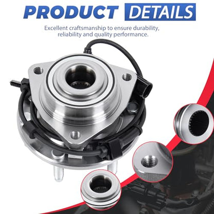 513188 Front Wheel Bearing Hub Assembly Compatible with 2002-09 Trailblazer | 6 Lugs Automotive Replacement Front Wheel Hub Assembly with ABS Compatible with 2002-2009 GMC Envoy & Chevy Trailblazer - size: 513188/1PC