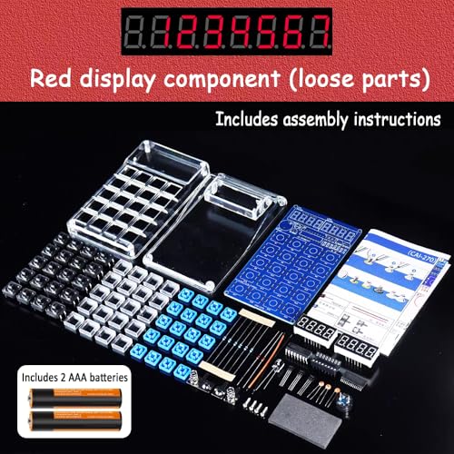 DIY 7-Digit LED Display Electronics Calculator Soldering Practice Kit | Build Electronics STEM Projects for Classroom/Home; Learn to Solder Kit for adults, teens, students, makers and hobbyists. - color: red