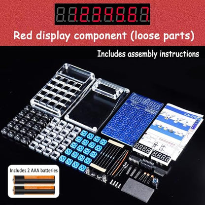 DIY 7-Digit LED Display Electronics Calculator Soldering Practice Kit | Build Electronics STEM Projects for Classroom/Home; Learn to Solder Kit for adults, teens, students, makers and hobbyists. - color: red
