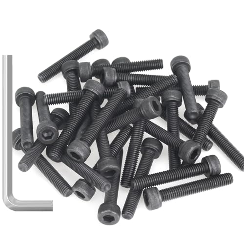 55 Pieces M5 x 30mm Socket Head Cap Screws, Thread Pitch 0.8mm, Sutemribor M5 Black Screws, 12.9 Grade Alloy Steel, Black Oxide Finish, Fully Threaded - size: M5 x 30mm, style: Socket Head