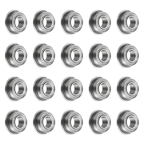 uxcell MF63ZZ Flanged Ball Bearing, 20pcs 3x6x2.5mm Chrome Steel Double Shielded ABEC1 Flange Bearings - size: 3x6x2.5mm