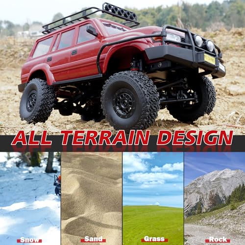 ARRIS WPL C54-1 LC80 1/16 RC Rock Crawler 4WD RTR Truck | Land Cruiser 80 Styling, Upgraded Chassis, Proportional Steering, Trail Ready - color: Wpl C54-1 Red