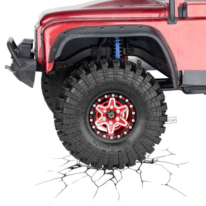1.9 Wheels and Tires for 1/10 TRX4 TRX6 SCX10 SCX10 II 90046 SCX10 III AXI03007 SCX10 Pro Gen7/8 D90 VS4-10 MST CFX RC Crawler Car,Aluminium RC 1.9 Beadlock Wheels and Rubber Tires,Red - color: Red - (4pcs Wheels and Tires)