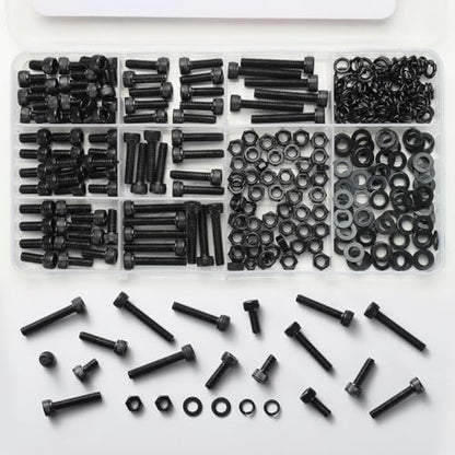 520Pcs M4 Screws Assortment Kit,Hex Socket Head Cap Screws Bolts Nuts Washer Set,12.9 Grade Alloy Steel,Black Oxide M4 x 6/8/10/12/16/20/25mm,for 3D Printer,DIY Project - size: M4 520PCS Socket Black