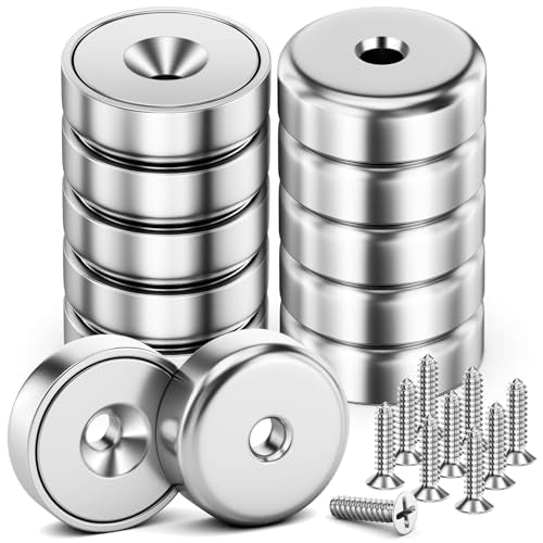10 Pack 40 LBS Strong Magnets with Holes Neodymium Round Cup Magnets with Screws, Rare Earth Magnet for Wall Mounting Waterproof Countersunk Hole for Kitchen Garage Holding Tools DIY Crafts - size: 10 Pack 40LBS