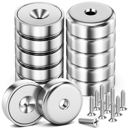 10 Pack 40 LBS Strong Magnets with Holes Neodymium Round Cup Magnets with Screws, Rare Earth Magnet for Wall Mounting Waterproof Countersunk Hole for Kitchen Garage Holding Tools DIY Crafts - size: 10 Pack 40LBS