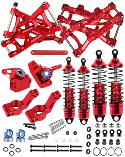 Front Rear Assembled Full Metal Shocks Upgrades Part for 1/10 Rustler/Stampede VXL 2WD,Alloy Suspension A Arm,Aluminum Caster Block & Steering Blocks & Rear Stub Axle Carriers,Red - color: Navy Blue(Shock-arm-set3)