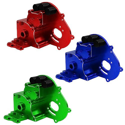 Aluminum Transmission Case Gearbox Housing Cover w/Motor Plate Compatible with 1/10 Traxxas Slash 2WD Rustler Stampede Bandit 2WD RC Car Replace 3691 (Green) - color: Green