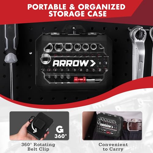ARROW 48-Piece 1/4" Screwdriver Bit & Socket Set, S2 Steel Drill Bits | Color-Coded Bits with Magnetic Bit Holder, 6–13mm CRV Sockets, Compatible with Power Drill, Screwdriver & Mini Ratchet Wrench - style: 48 PCS Screwdriver Bit & Socket Set