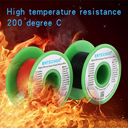 BNTECHGO 22 AWG Silicone Wire Red Black 25ft Stranded Tinned Copper Wire | Flexible 22 Gauge Stranded Wire Silicone Rubber Insulation For RC Models, Drone, Robot, LED Lighting Systems, 3D Printer, DIY - color: 22 gauge silicone wire red and black, size: 2