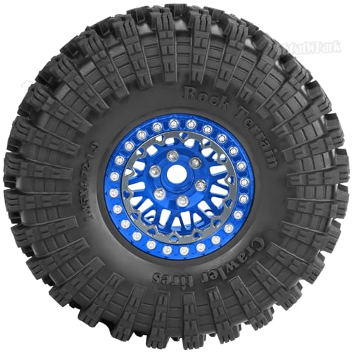 4Pcs RC 1.9 Wheel Tires for 1/10 TRX4 TRX6 SCX10 SCX10 II 90046 SCX10 III AXI03007 SCX10 Pro Gen7/8 D90 VS4-10 MST CFX RC Crawler Car,12mm Hex Wheels Rims & Rubber Tires w/Sponge,Navy Blue - color: Navy Blue - (1.9 Beadlock Wheel)