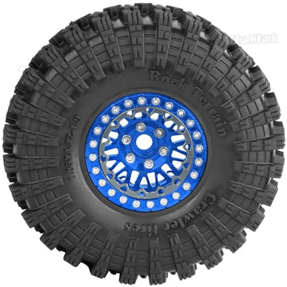 4Pcs RC 1.9 Wheel Tires for 1/10 TRX4 TRX6 SCX10 SCX10 II 90046 SCX10 III AXI03007 SCX10 Pro Gen7/8 D90 VS4-10 MST CFX RC Crawler Car,12mm Hex Wheels Rims & Rubber Tires w/Sponge,Navy Blue - color: Navy Blue - (1.9 Beadlock Wheel)