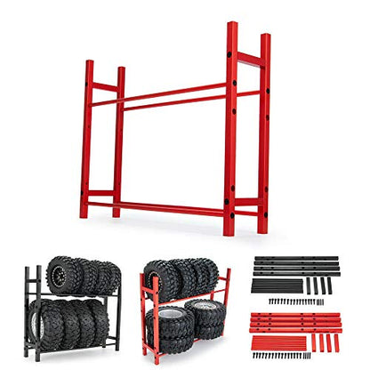 RC Car Alloy Tire Rack/ Wheel Rack for 1.9'' 2.2" Tire Wheel Rim SCX10 D90 CC01 TRX4 RC Crawler (Black) - color: Black