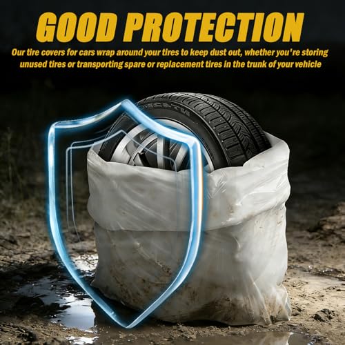 4PCS Extra Large Car Tire Bags for Storage,LDPE Disposable Car Tire Storage Bags for Easy Storages and Transportation of Tires,Dustproof & Tear Resistant Tires Covers for Cars
