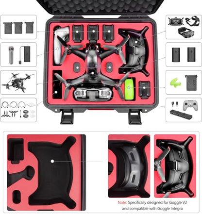 FPVtosky Professional Hard Case for DJI FPV [Case Only] - DJI FPV Drone Carrying Case Accessories - Fits 6 Batteries - Keep Props On, Black, Red, L, Compact