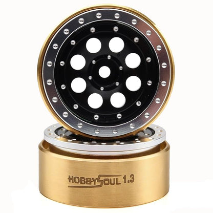 43g/rim 1.3 Beadlock Wheels Brass Weight 4-Pack For TRX4M SCX24 | adjustable offset silver & black wheel with 7mm hex hub, For 1/18 TRX4M & 1/24 micro RC crawlers Trucks Upgrades - color: Silver & Black