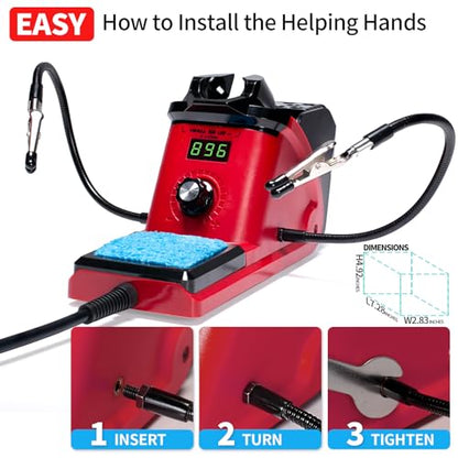YIHUA 926 III 110W Soldering Iron Station Kit with LED Display, 2 Helping Hands, 3 Extra Iron Tips, 35g Lead-Free Solder, Solder Sucker, S/S Tweezers, °C/°F Conversion, Calibration & Sleep Features