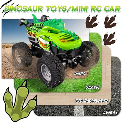 Monster Trucks Toys,2.4GHz Remote Control Car For Boys 4-7,Dinosaur Metal Shell & RGB Light,360° Spin & Walk Upright, With Built-In USB-C Rechargeable Battery,Christmas& Birthday Creativity Gifts.