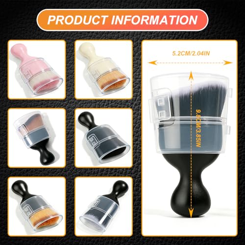 Car Interior Detailing Brush, Soft Bristle Car Interior Cleaning Tool, Auto Air Conditioning Outlet Cleaning Brush, Dusting Brush for Panel Air Vent Dashboard Leather (Dark Brown with Cap) - color: Dark Brown With Cap