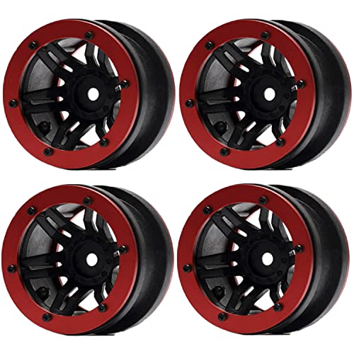 4PCS Plastic Plating 2.2 Inch Beadlock Wheel Rim Wheel for 1/10 RC Rock Crawler Car Truck for Tamiya Axial TRX4 Wraith SCX10 CC01 D90 TF2 Parts(Red/Black) - color: Red/Black