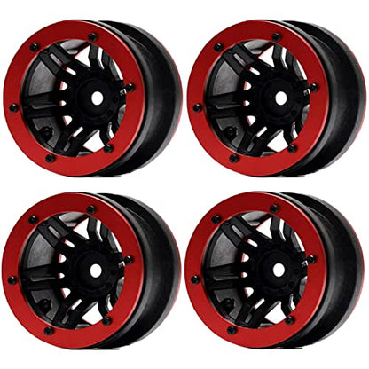 4PCS Plastic Plating 2.2 Inch Beadlock Wheel Rim Wheel for 1/10 RC Rock Crawler Car Truck for Tamiya Axial TRX4 Wraith SCX10 CC01 D90 TF2 Parts(Red/Black) - color: Red/Black
