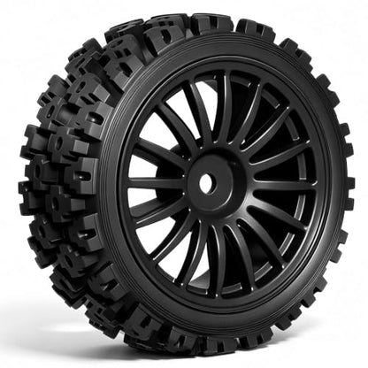 1/10 RC Wheels and Tires，70mm On Road Rubber Tires， for HPI Ken Block's Tamiya XV01 TT01 TT02B Kyosho FAZER MK2 Lc Racing PTG HSP RGT RC 3RACING D5 1/10 RC Rally Car (Black) - color: Black