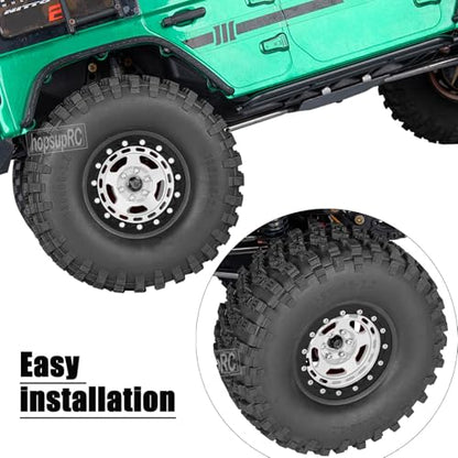 2.2in Aluminium Wheels&Wheel Rim Tires Beadlock Wheel&Wheel Hub Rim Upgrades Part for 1/10 SCX10 SCX10II SCX10III 90046 TRX4 D90.4PCS(135 * 55MM),Silver - color: Silver（4pcs）
