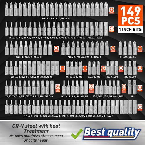 Amartisan 258-Piece Ultimate Screwdriver Bit Set,Chrome Vanadium Steel Driver Bit Set, Security bit set, Includes Bits Holder, Nut Driver, etc (Orange) - style: 258-Piece Ultimate Bit Set (Orange)