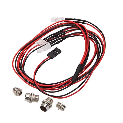 RC Truck Car Led Light Kit,WONFAST LED RC Car 4Led Lamp Set 2 White Headlights 2 Red Taillight Compatible with 1/10 1/8 Truck Rc Car Tank Hsp Tamiya D3 Rc Car Accessories - color: 4 Led