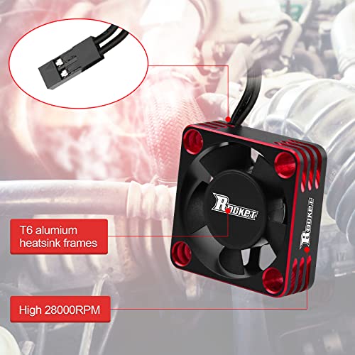 Motor Cooling Fan 30mm RC Model Heatsink 28000RPM ESC Cooling Fan for RC Car 1/8 1/10 1/12 Scale 540 550 Brushless Motor (Black+Red) - color: Black Red