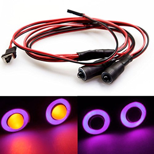 MOHERO 2 LEDs Angel Eyes & Demon Eyes LED Light Headlights/Taillight for 1/10 RC Model Crawler Cars Headlamps (Purple+Yellow, 10mm) - color: Purple+Yellow, size: 10mm