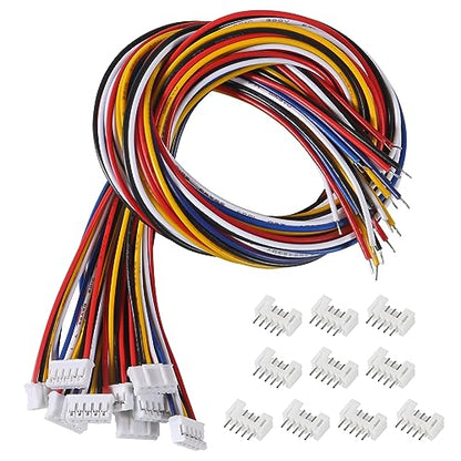 Alinan 20pcs Jst 2.0 Ph 5 Pin Connector Plug, Included 10pcs Mini 5 Pin Jst Ph2.0 26AWG Female Connector Plug with 300mm Cable Wire and 10pcs Micro Jst Ph2.0mm 5Pin Male Connector Plug - color: 5Pin 26AWG 300mm Cable