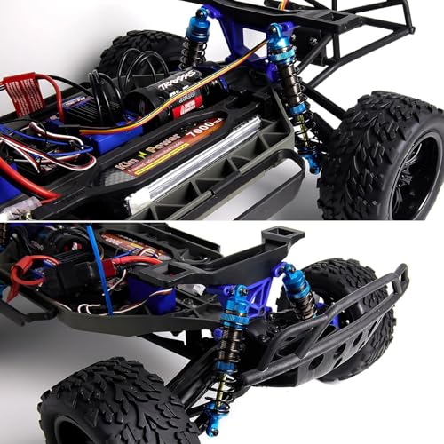 RC Car Oil Shocks Front & Rear Shock Absorber Damper Set for 1/10 TRX Slash 2WD / Hoss/Rustler 4X4 VXL/Slash 4X4 / Bandit/Ford/Stampede Replacement Parts #5862 (Blue) - color: Blue